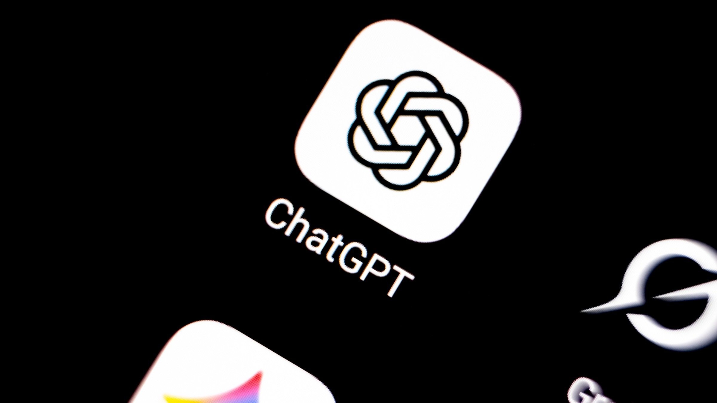 close-up of chatgpt logo on phone screen