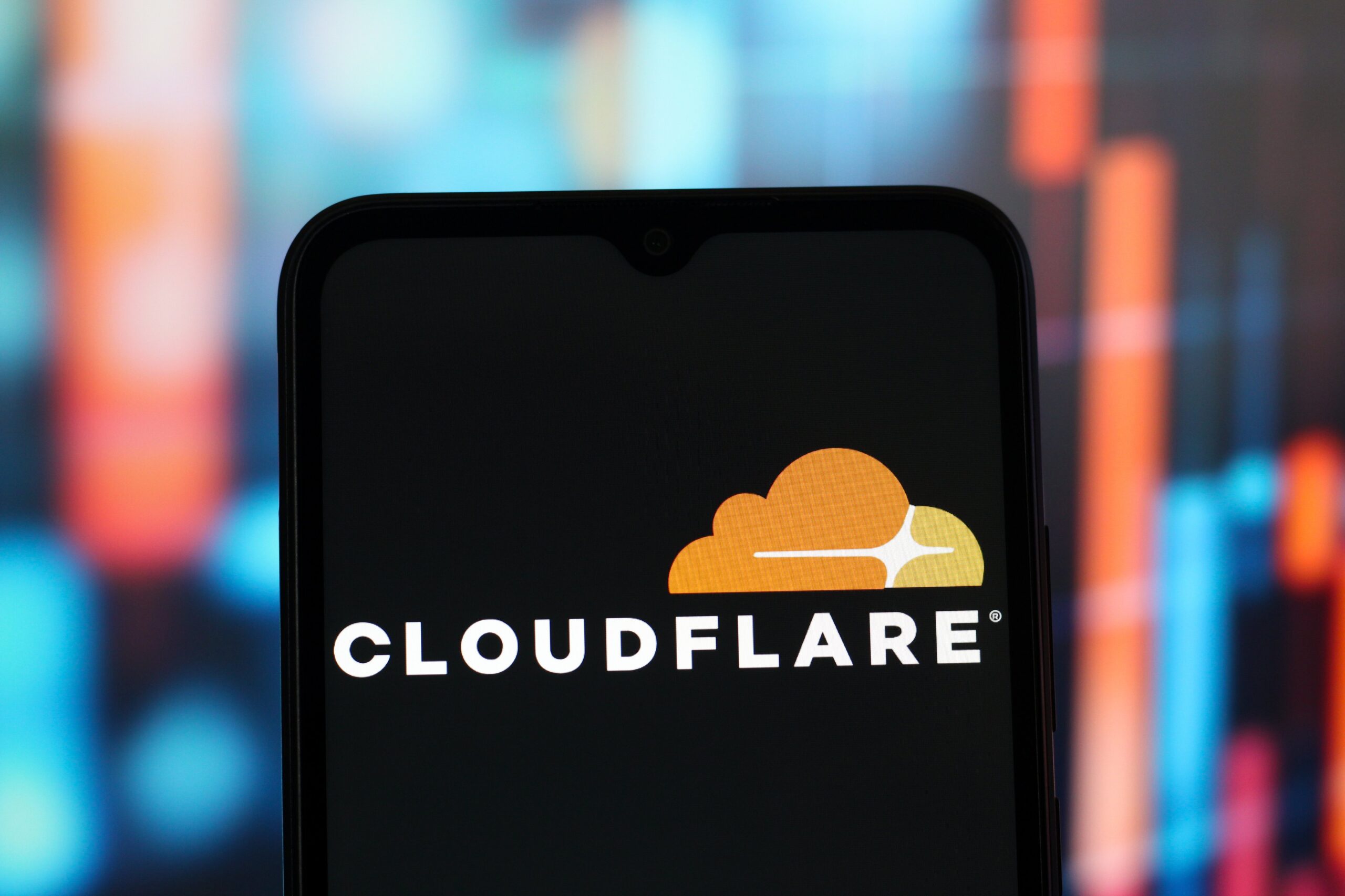 cloudflare logo on a phone