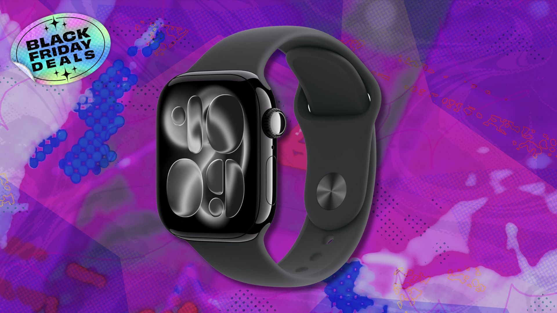 Apple Watch Series 11 on pink and purple abstract background