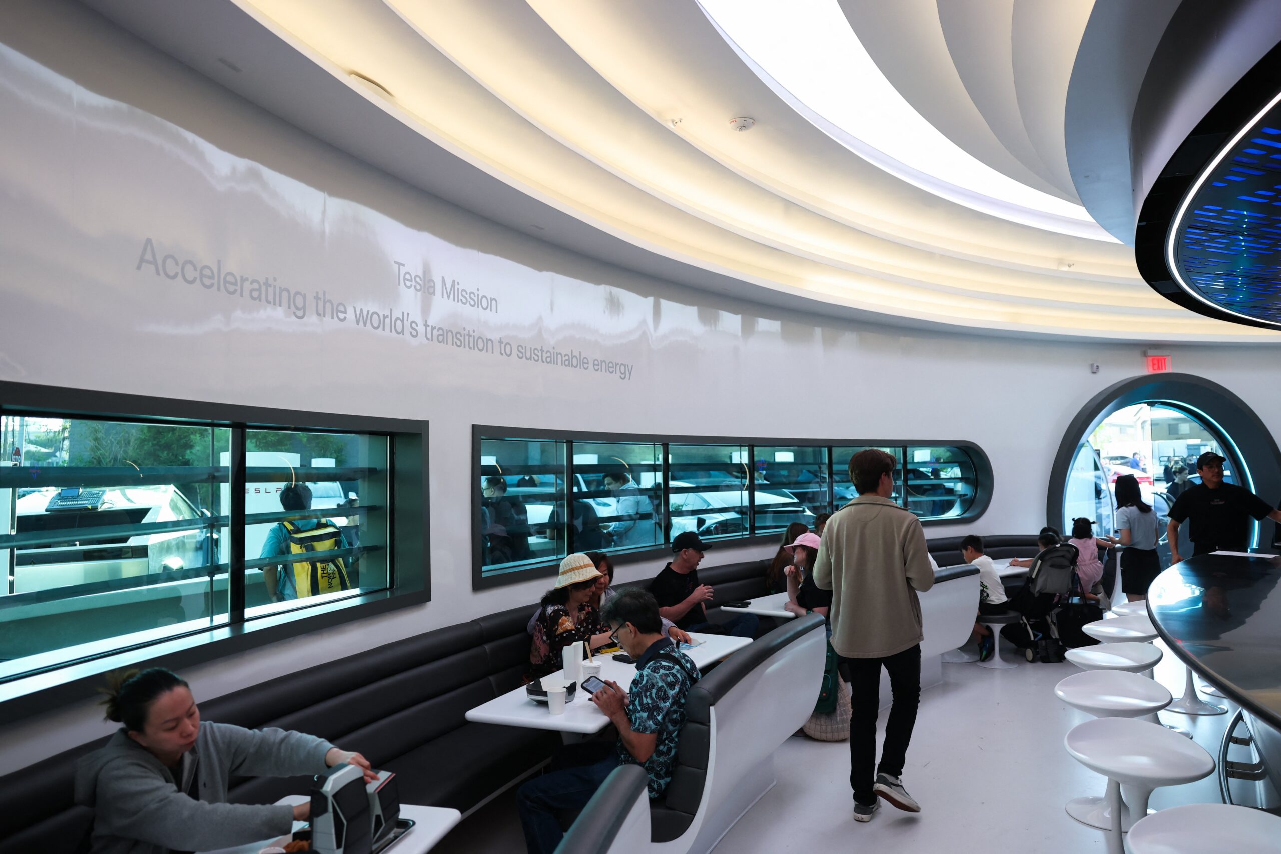 the inside of the tesla diner