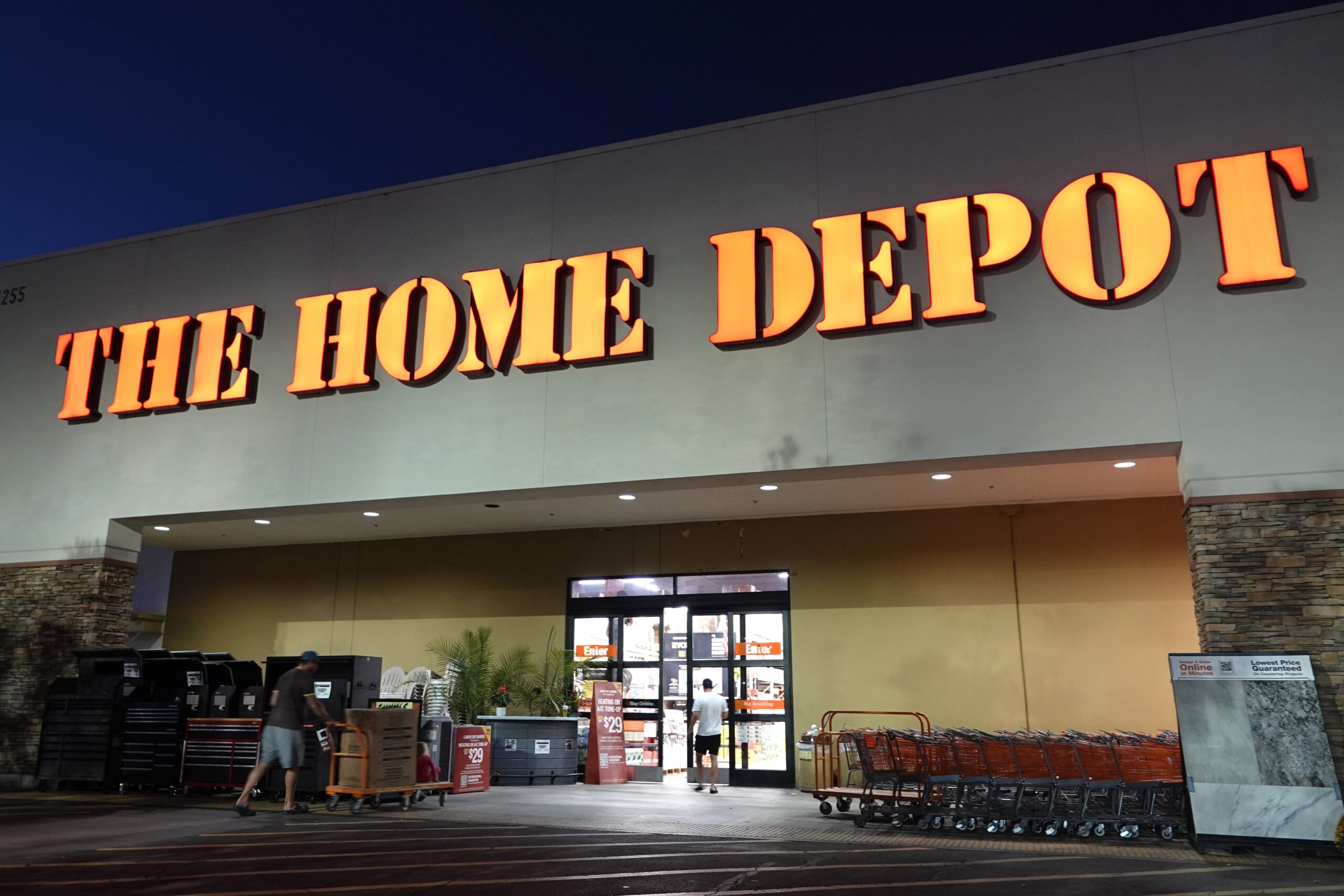 The Home Depot logo is displayed on a sign