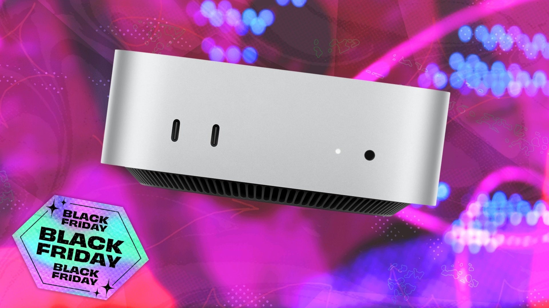 Apple Mac mini on Black Friday background
