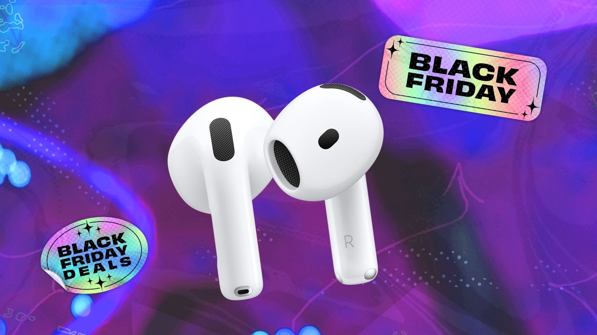 Apple AirPods on blue background