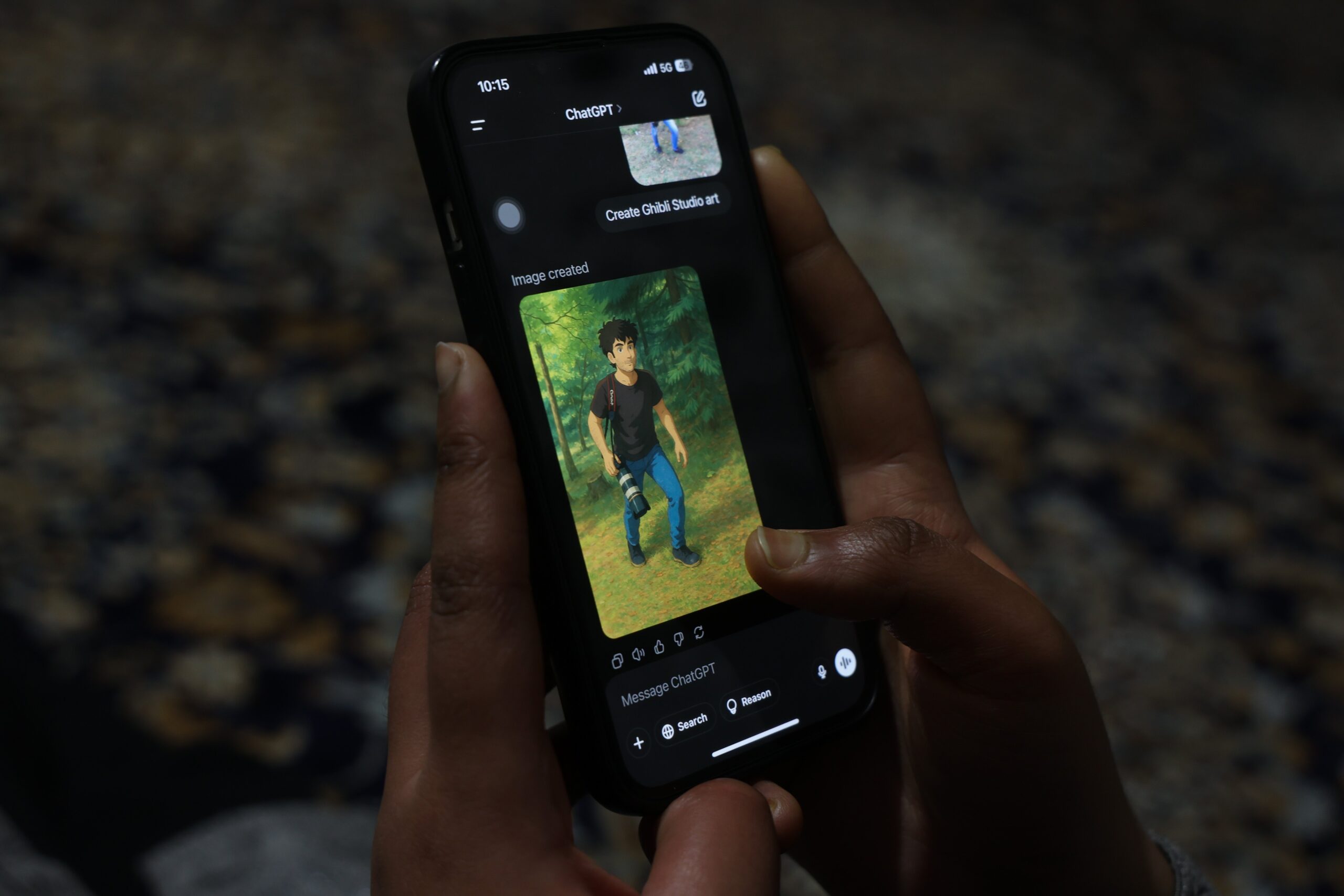 a person creating ghibli style images using AI