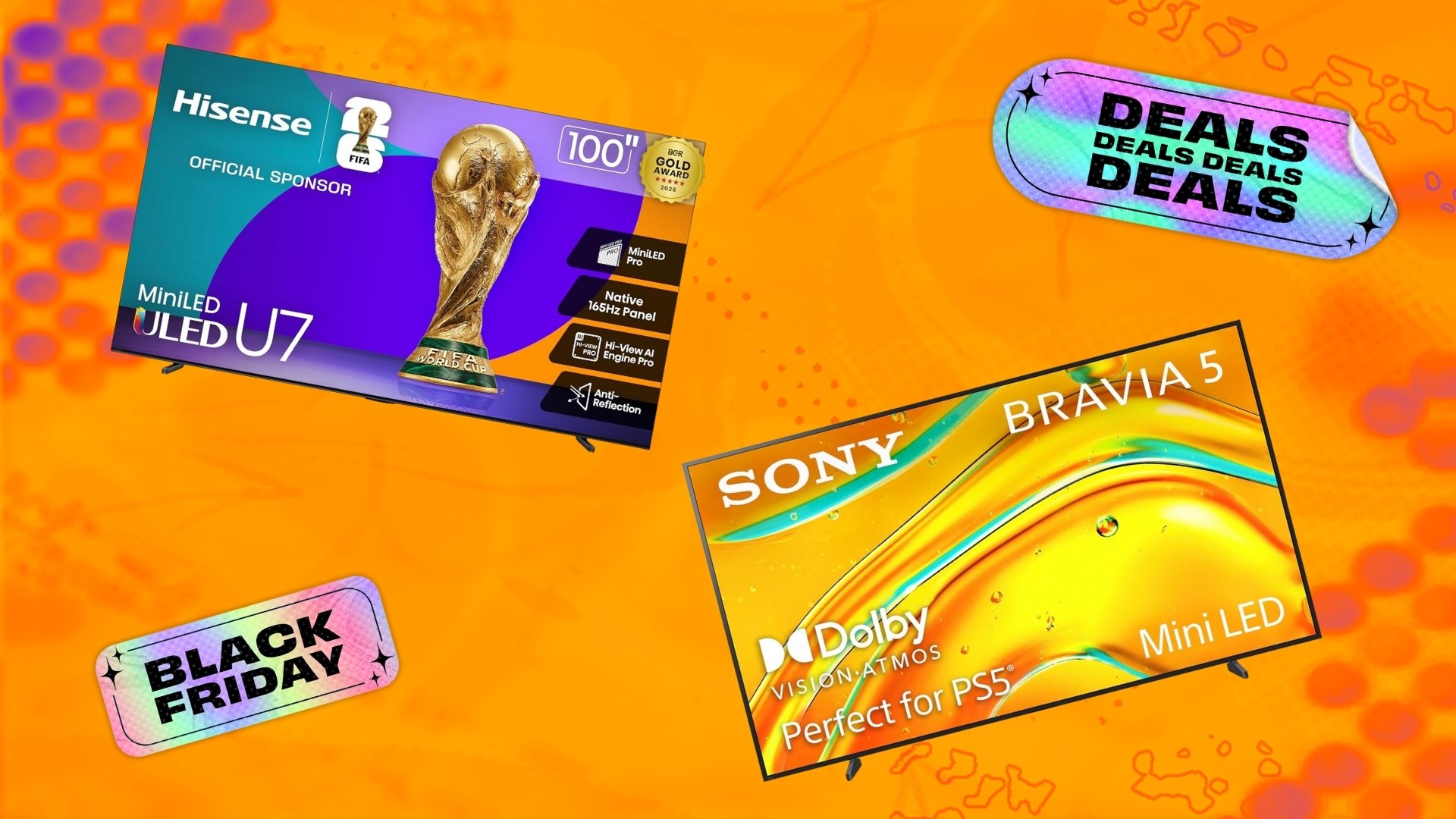 TVs on Black Friday background