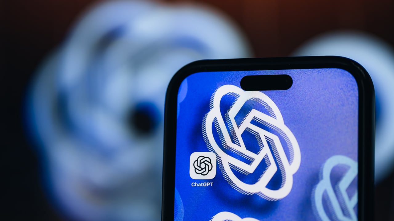 ChatGPT app logo on a phone screen.
