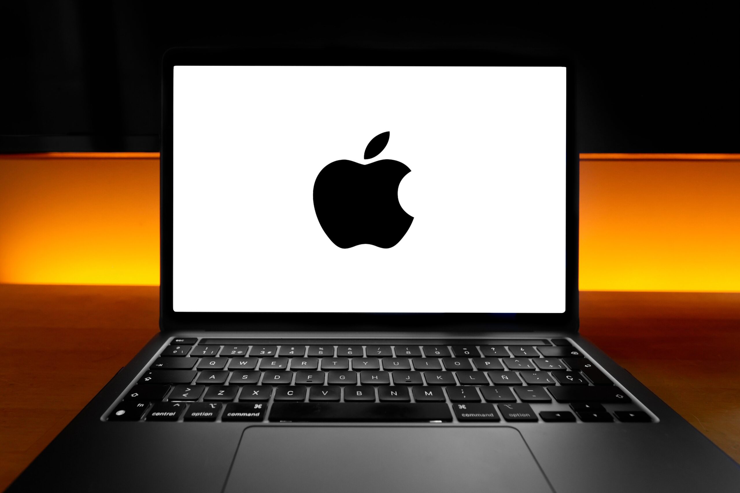 apple logo on a laptop screen