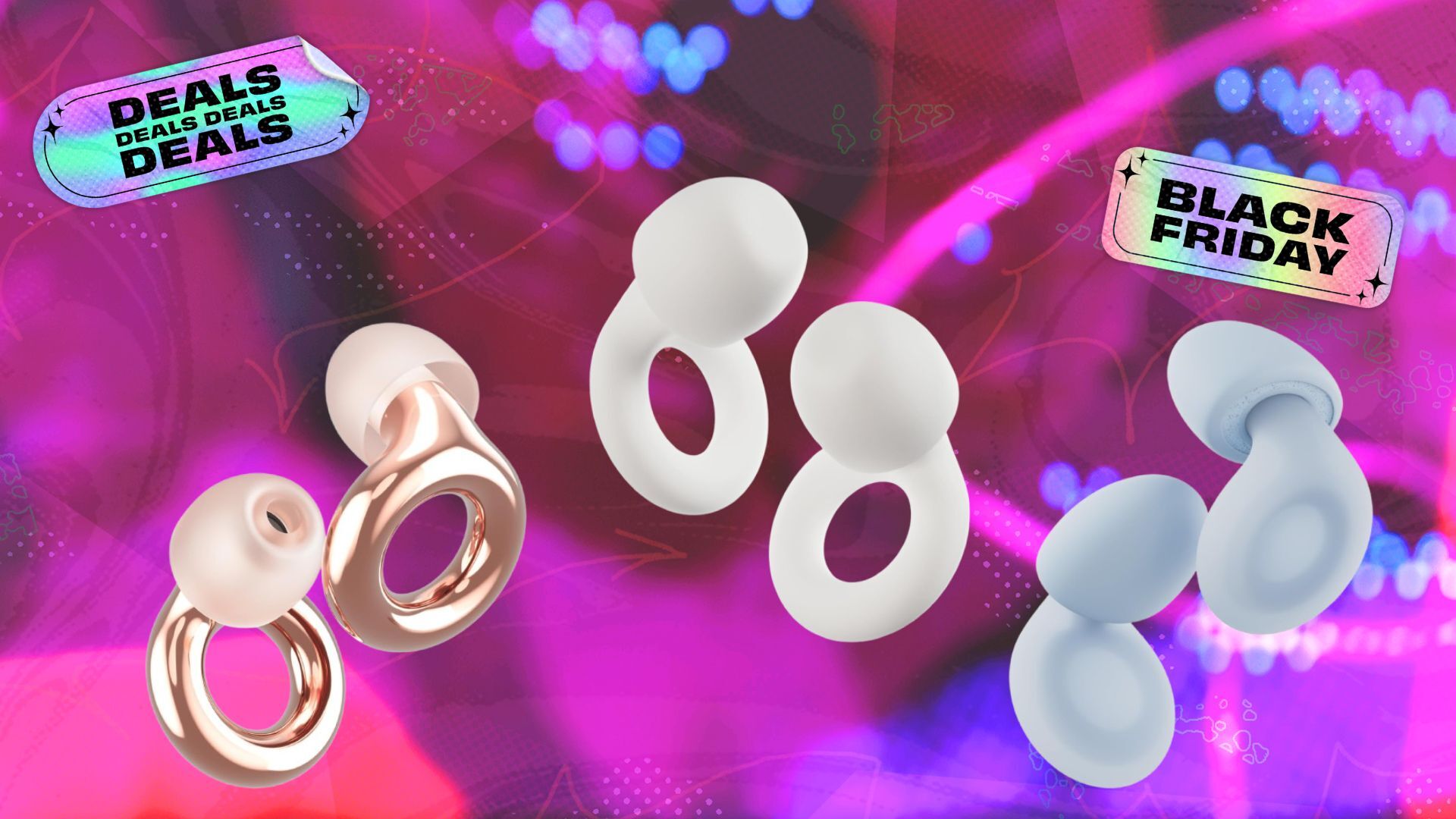 loop experience 2, quiet 2, and dream earplugs on pink background