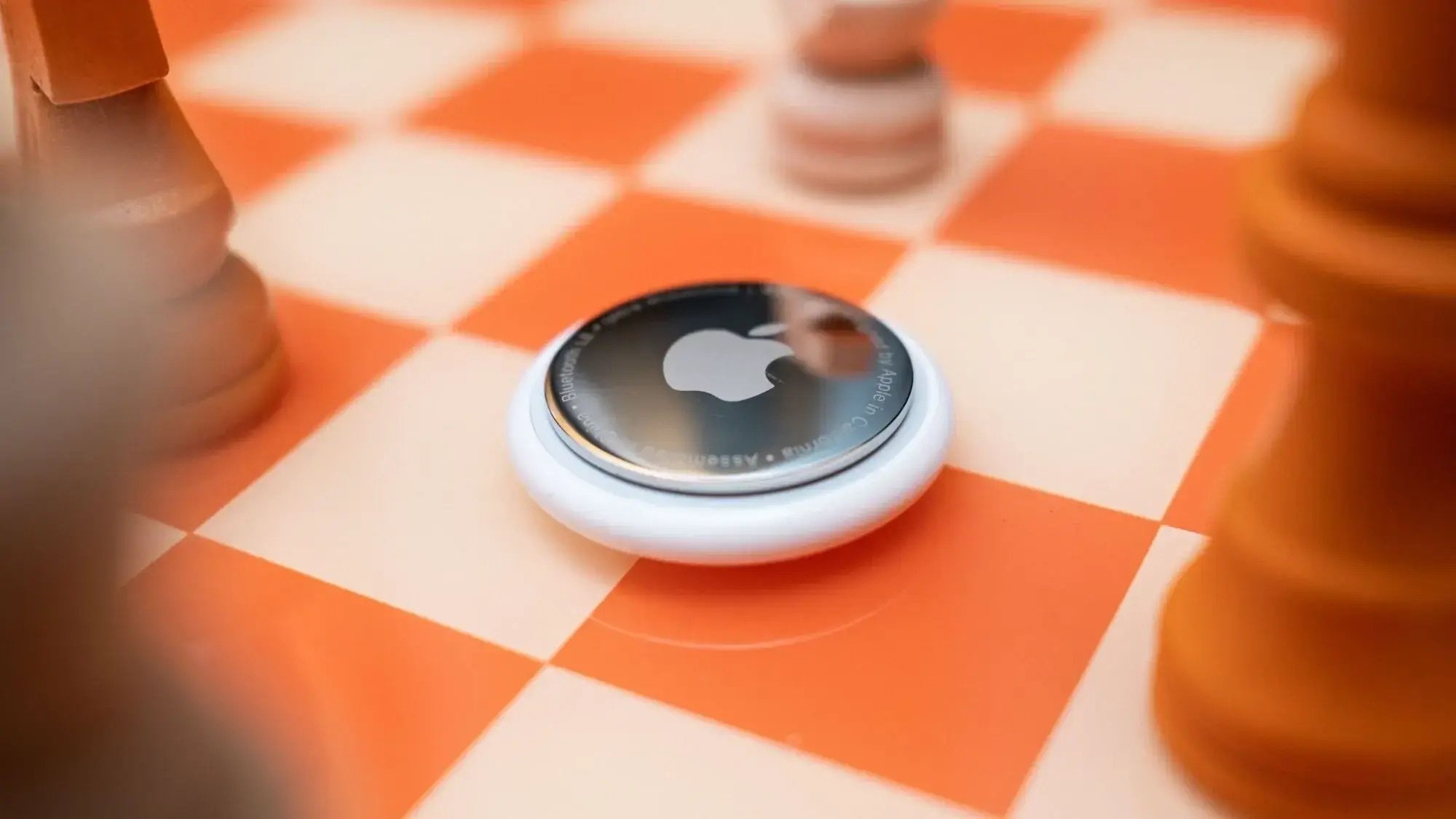 Apple AirTag on chessboard