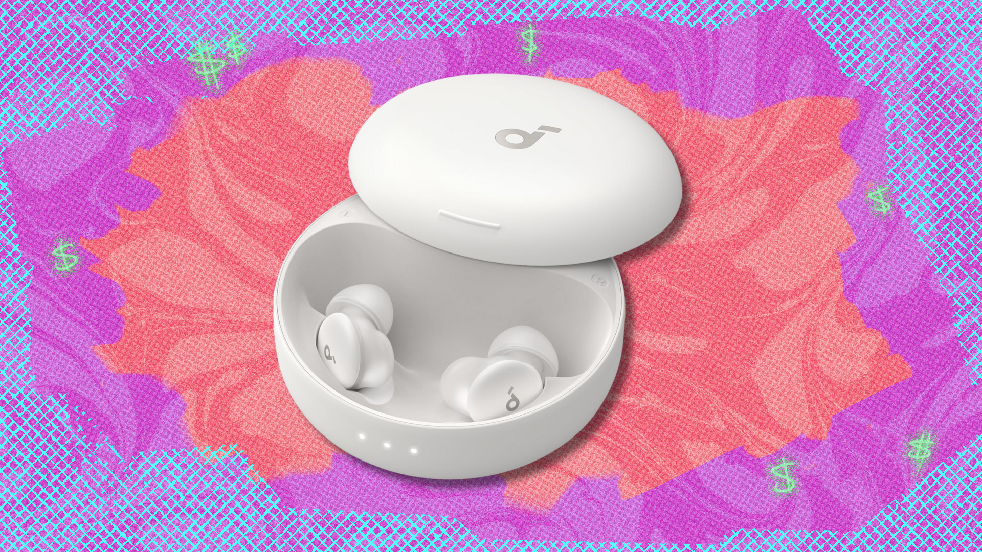 Soundcore Sleep A30 on purple and orange abstract background