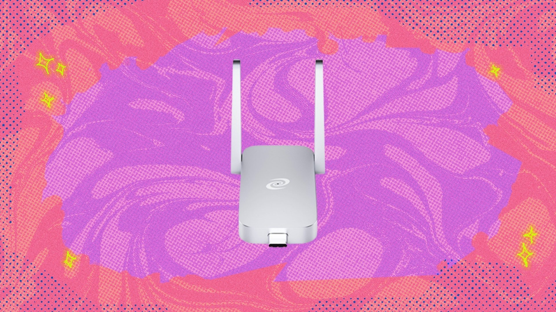 Router on red background