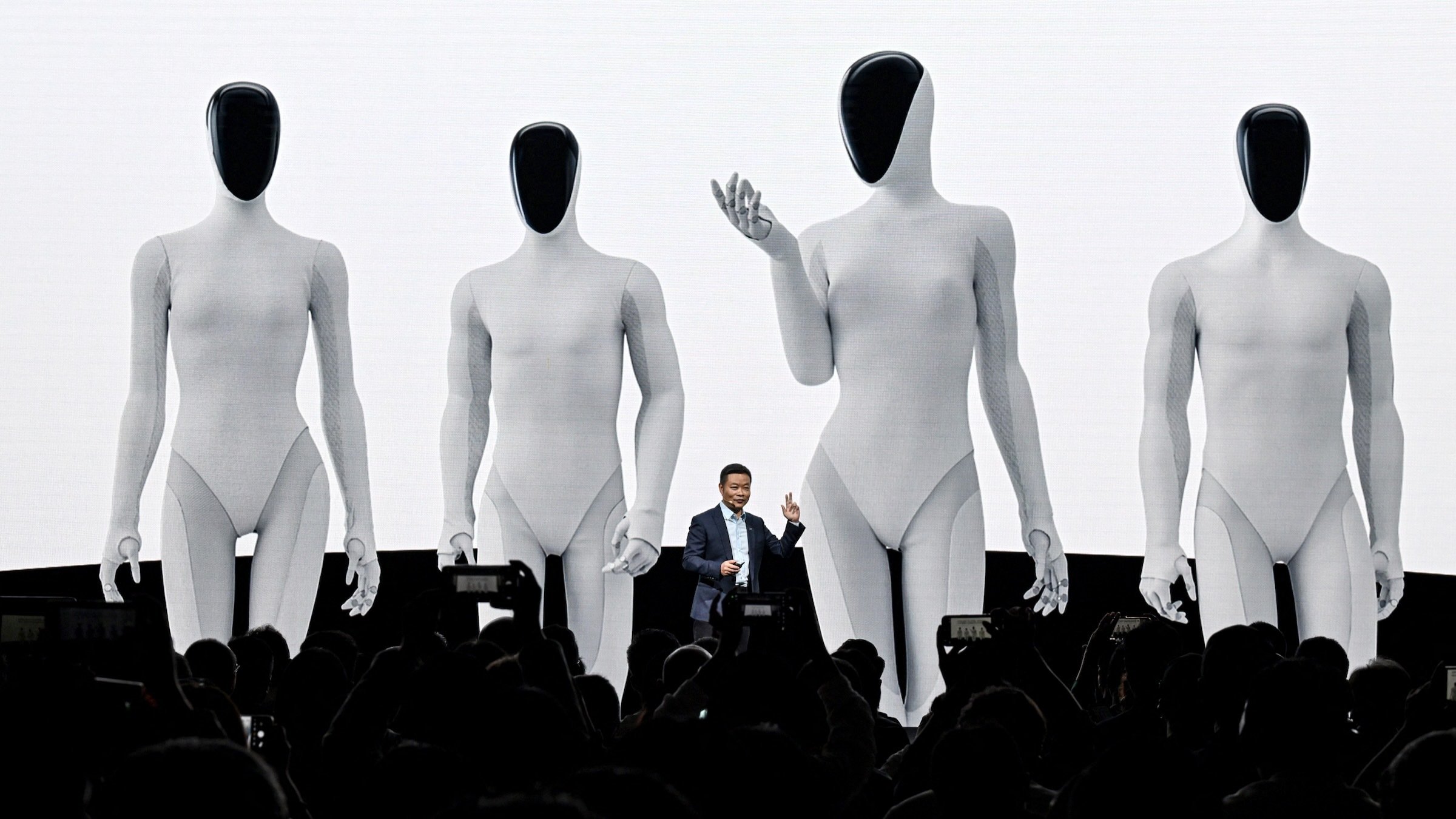 Xpeng founder He Xiaopeng introduces iron humanoid robots in china in november 2025