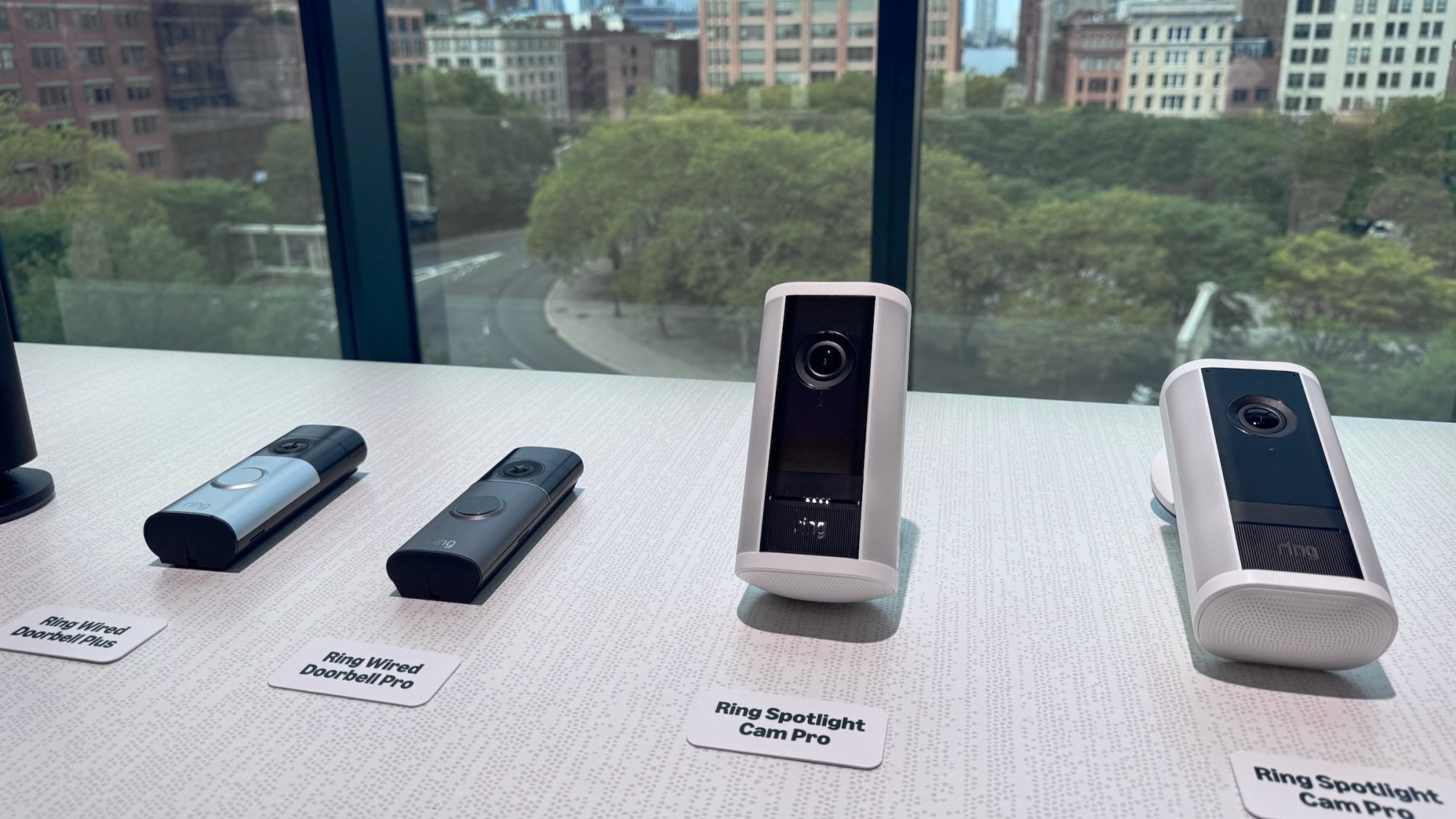 ring cameras on display at launch event in new york city