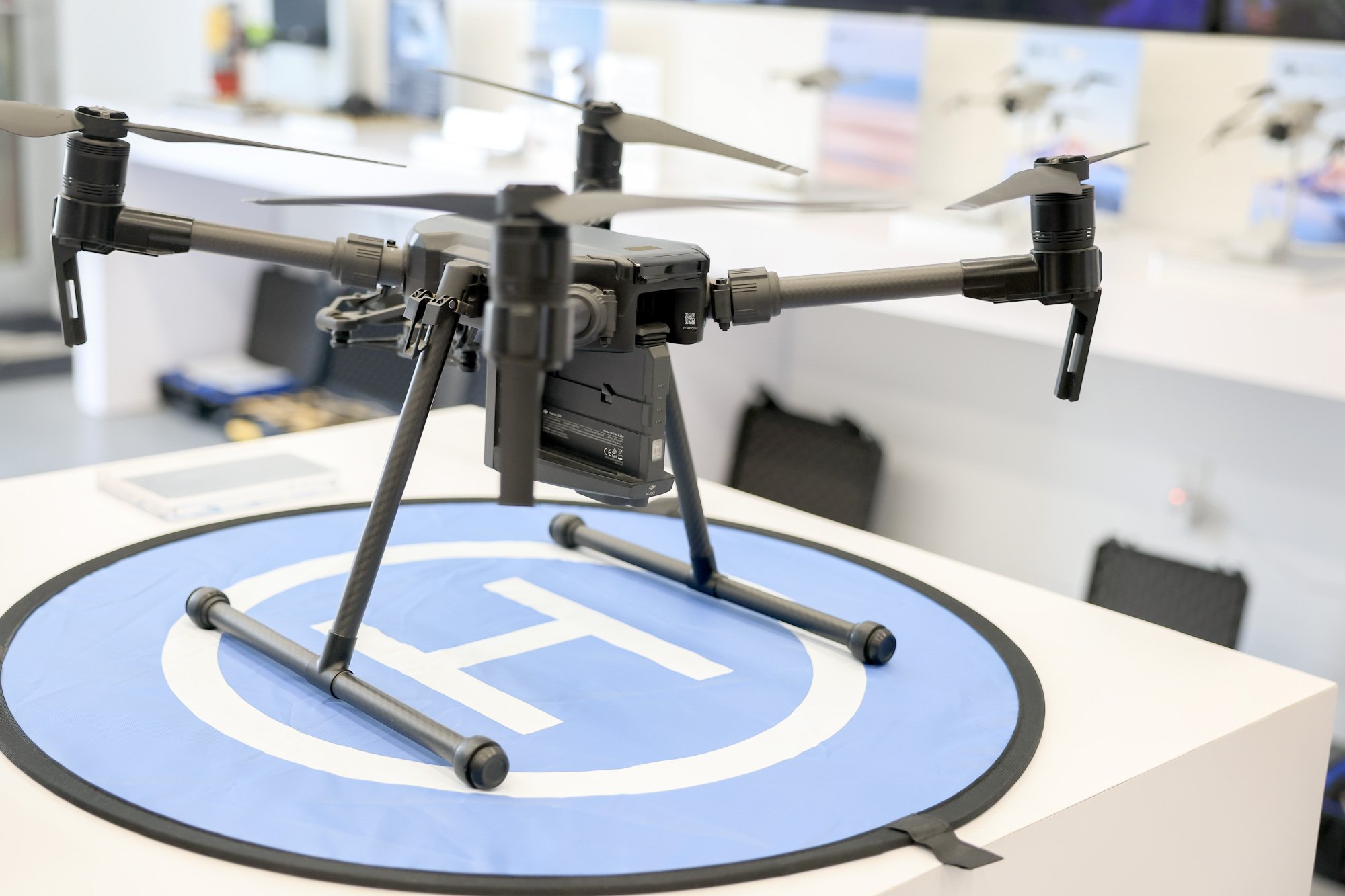 A drone on display at the DJI Wynwood store