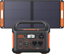 Jackery Explorer 300 portable power station with a Jackery SolarSaga 100W solar panel