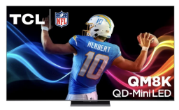 TCL QM8K TV with football player on screen