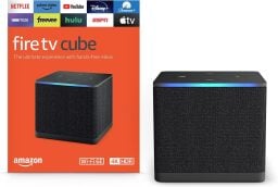 fire tv cube against a white background