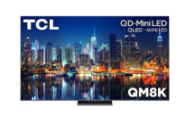 TCL QM8K TV with nighttime cityscape as screensaver