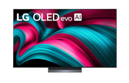 LG C5 TV with pink and blue ribbons screensaver