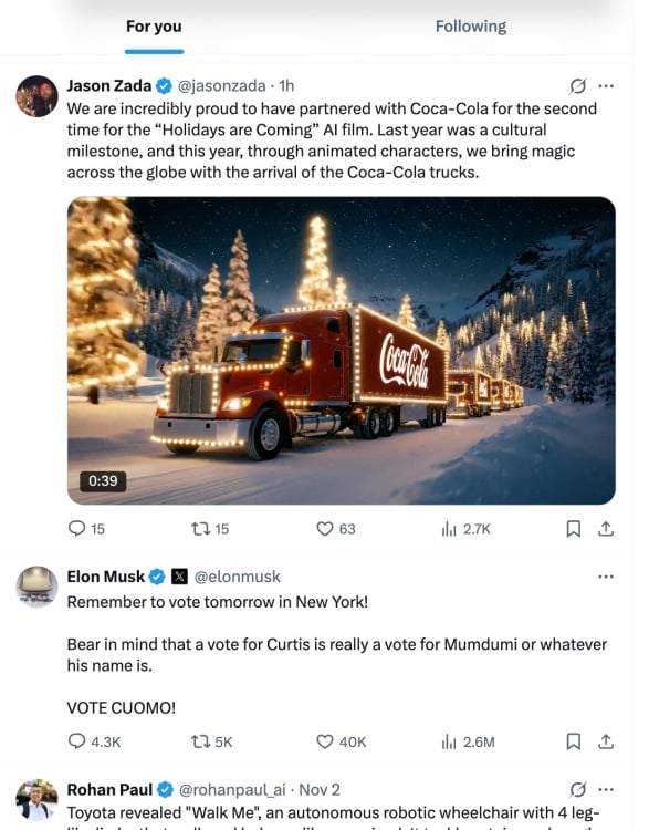 a screenshot of x feed showing elon musk's zohran mamdani post