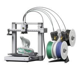 Bambu Lab 3D printer making polar bear figurine