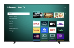 Hisense TV with streaming apps on screen