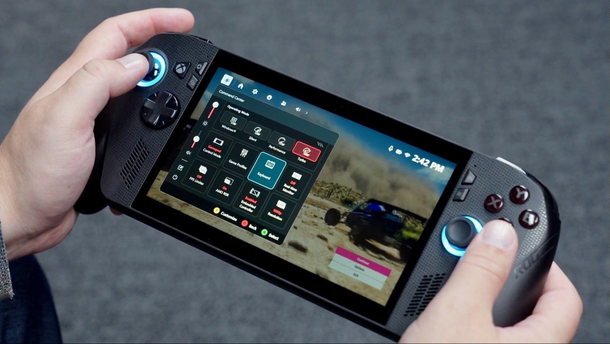 handheld settings menu on rog xbox ally x