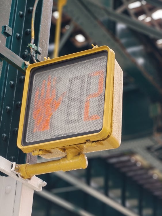 A kind of messed up looking traffic light taken with portrait mode