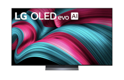 LG C5 TV with blue and pink abstract screensaver