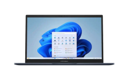 Asus Vivobook laptop open with widgets on screen