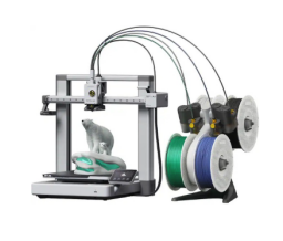 Bambu Lab A1 Combo 3D printer with colorful material making polar bear figurine