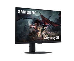 Samsung gaming monitor with dragon video game on screen
