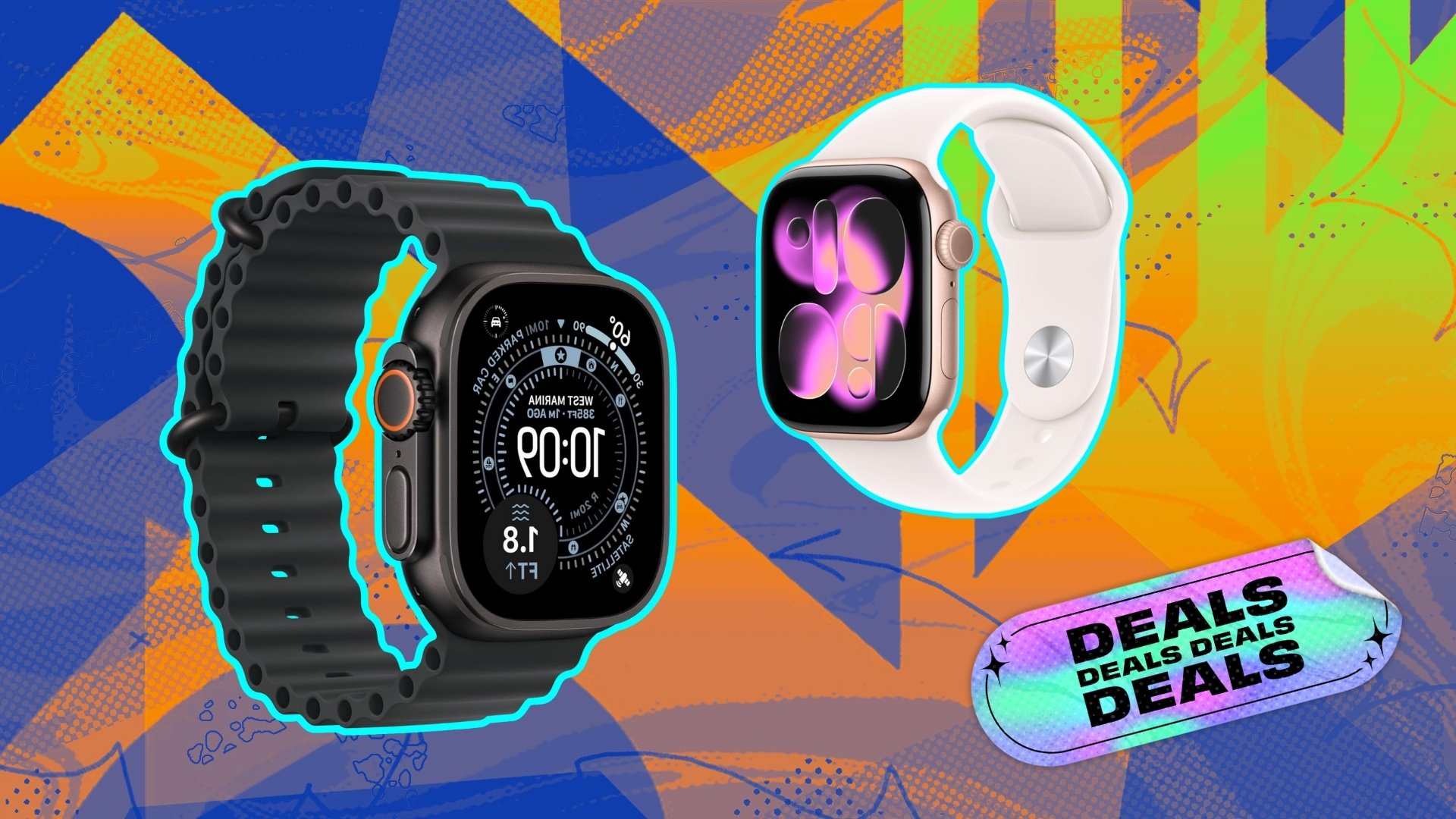 Apple Watches on Cyber Monday background