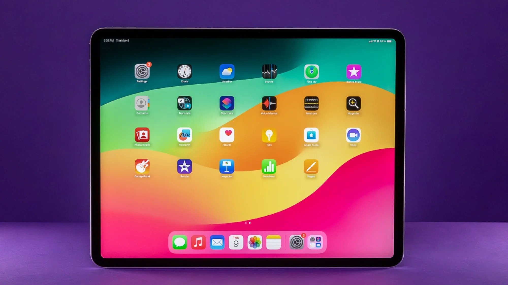 13-inch iPad Pro with purple background