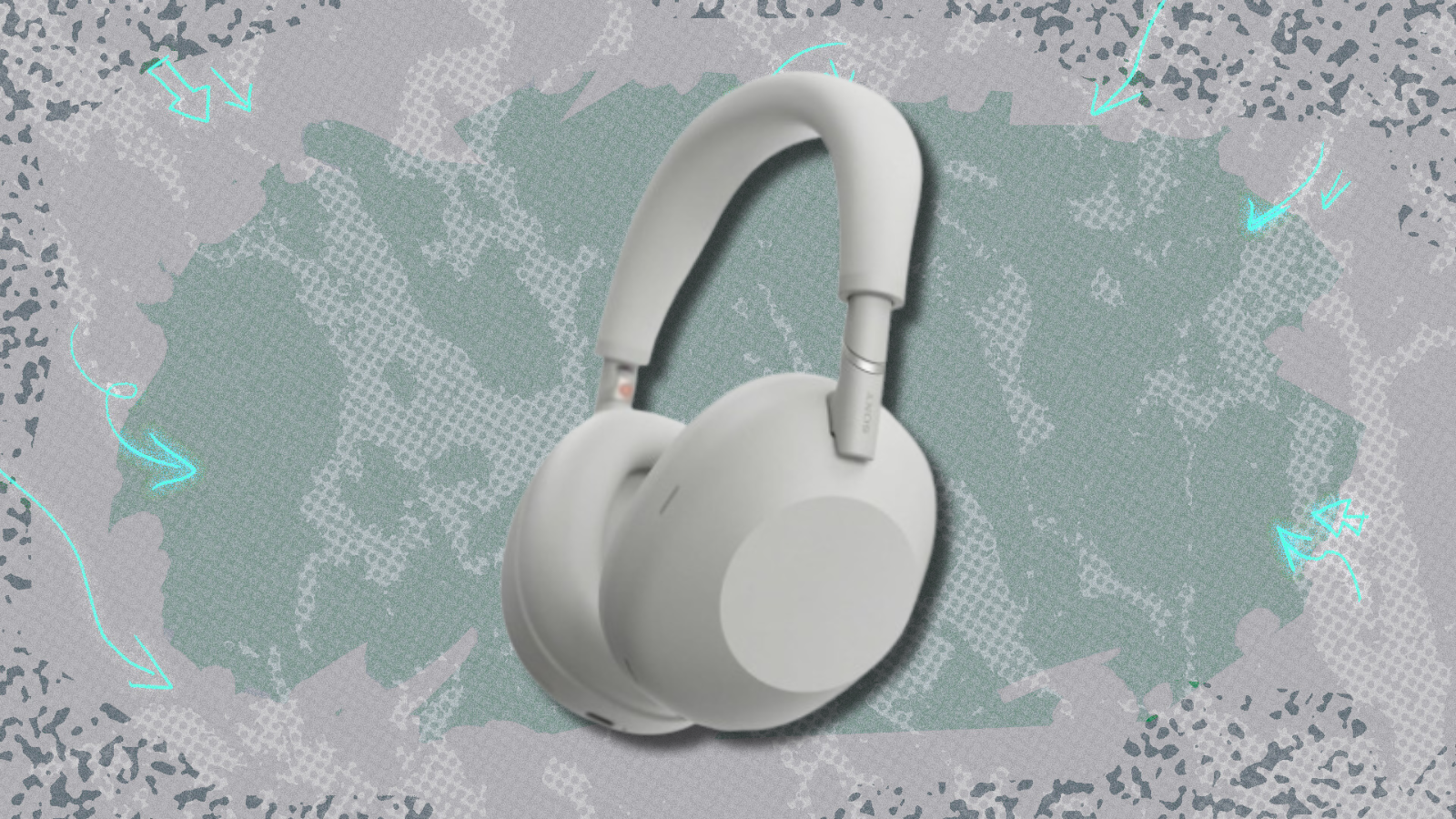 Sony WH-1000XM6 headphones in silver with muted grey toned background