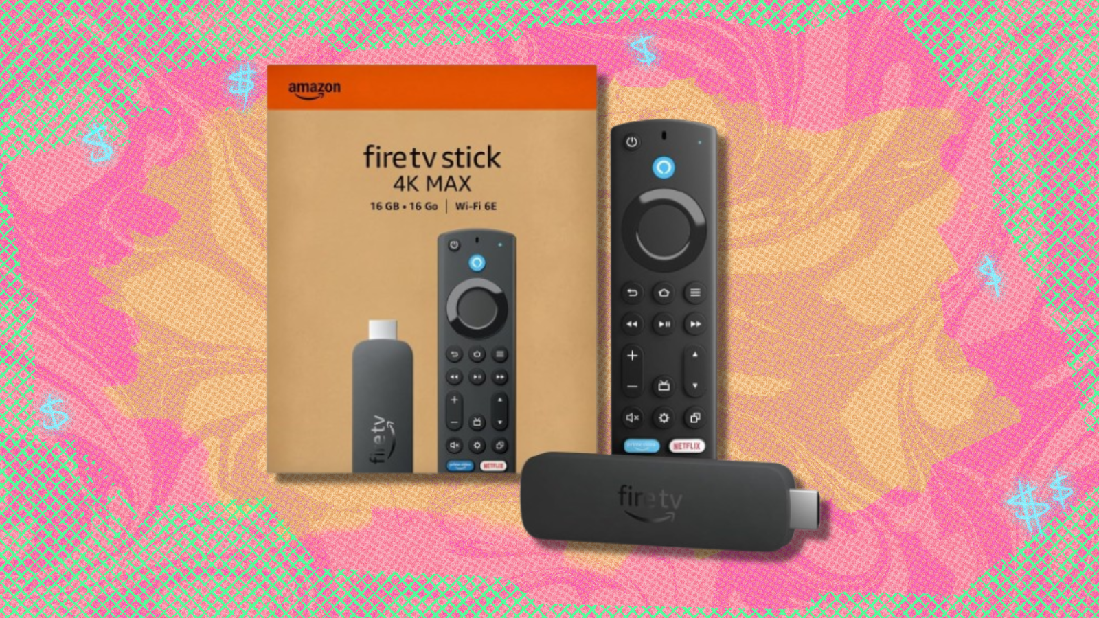 Amazon Fire TV stick 4k max with colorful abstract background