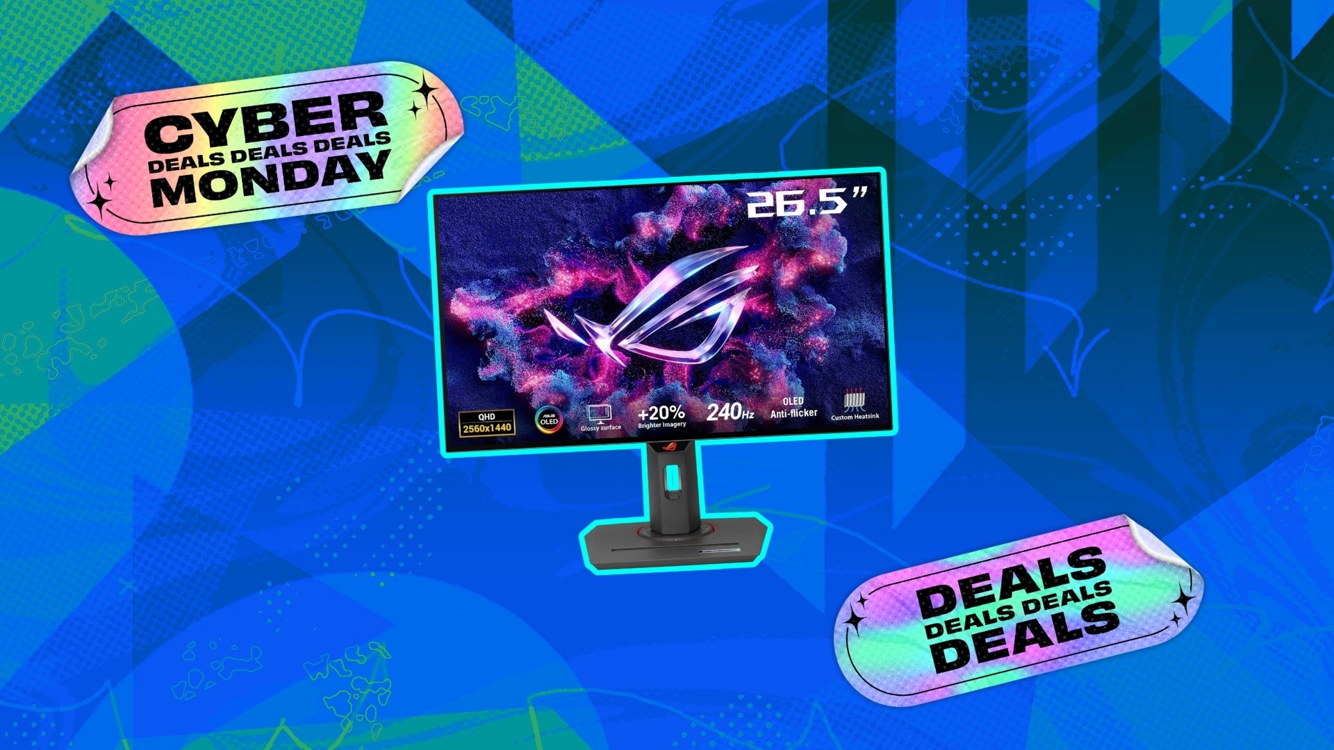 ASUS monitor on Cyber Monday background