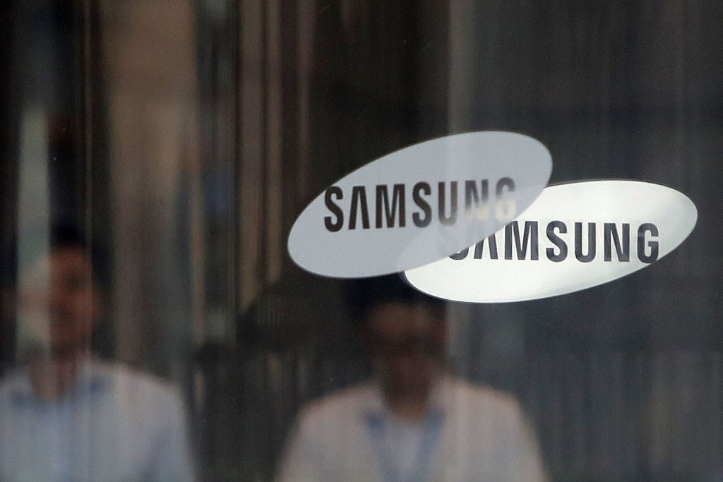 Samsung logo on window