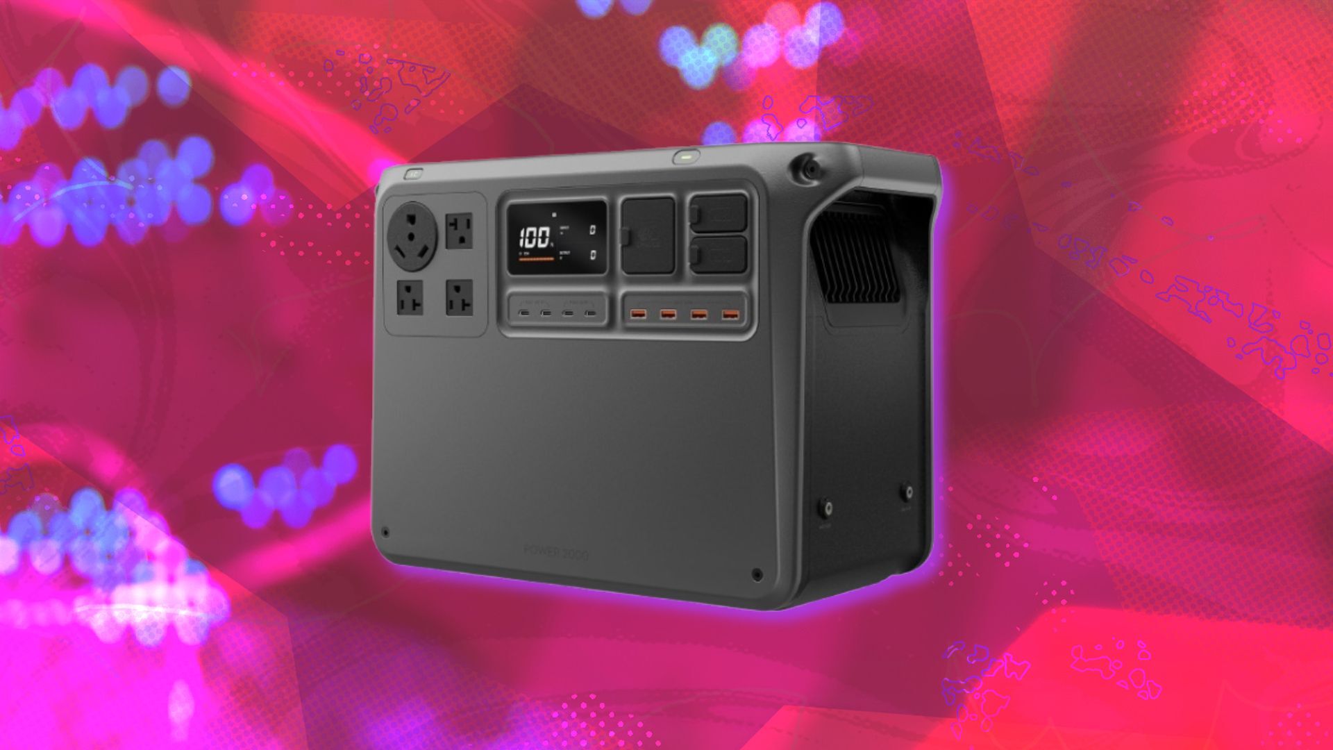 the dji power 2000 on a pink background