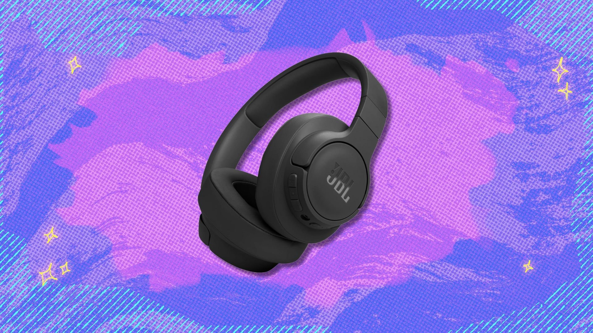 jbl tune 770nc headphones against a purple patterned background