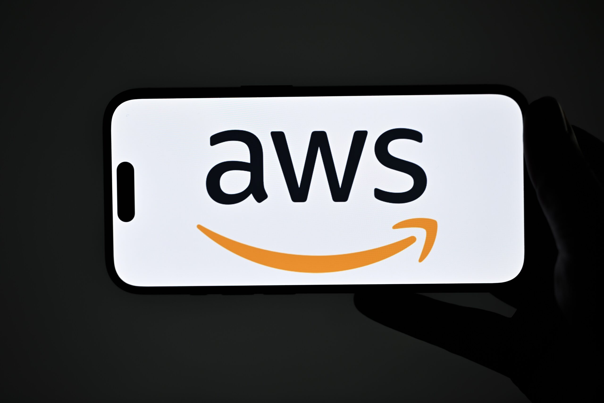 AWS logo on mobile device
