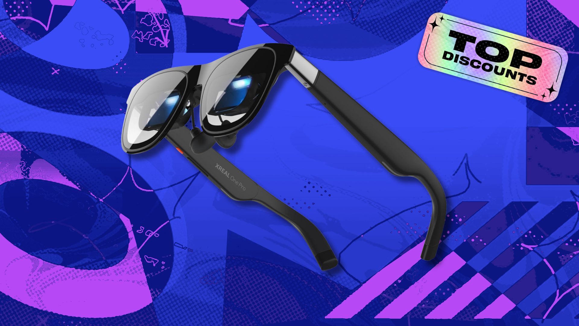 xreal one pro ar glasses on purple background