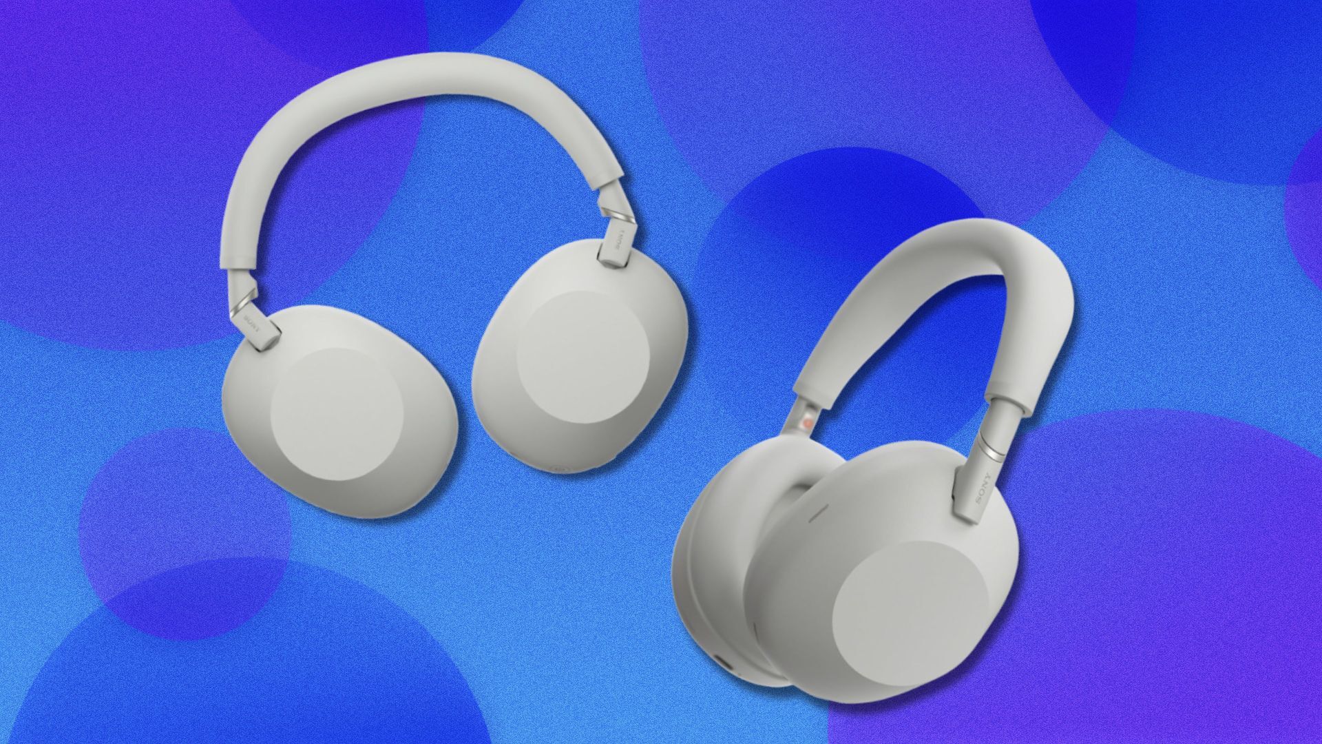 sony xm6 headphones in white on a blue background