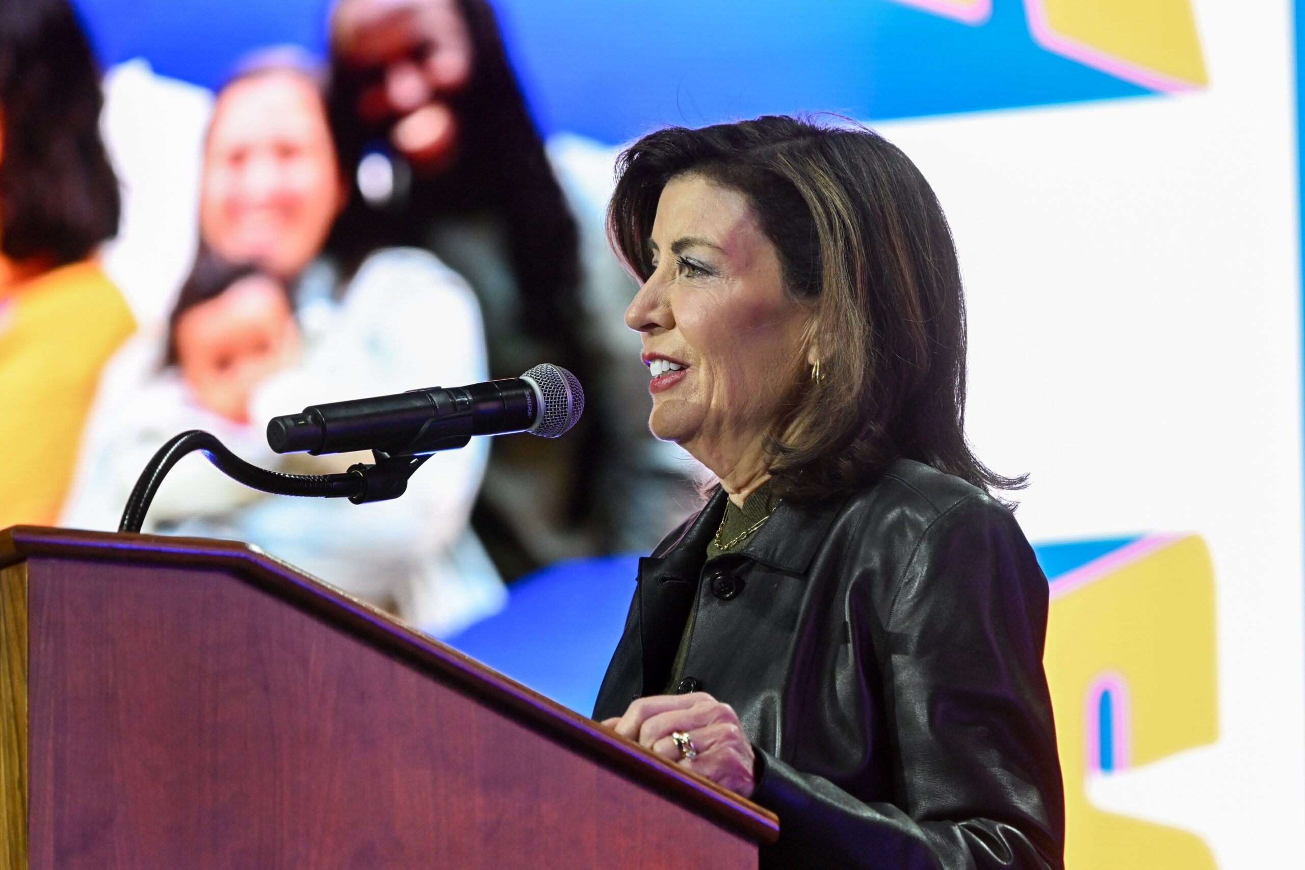 Kathy Hochul, governor of New York, during a campaign event for Zohran Mamdani