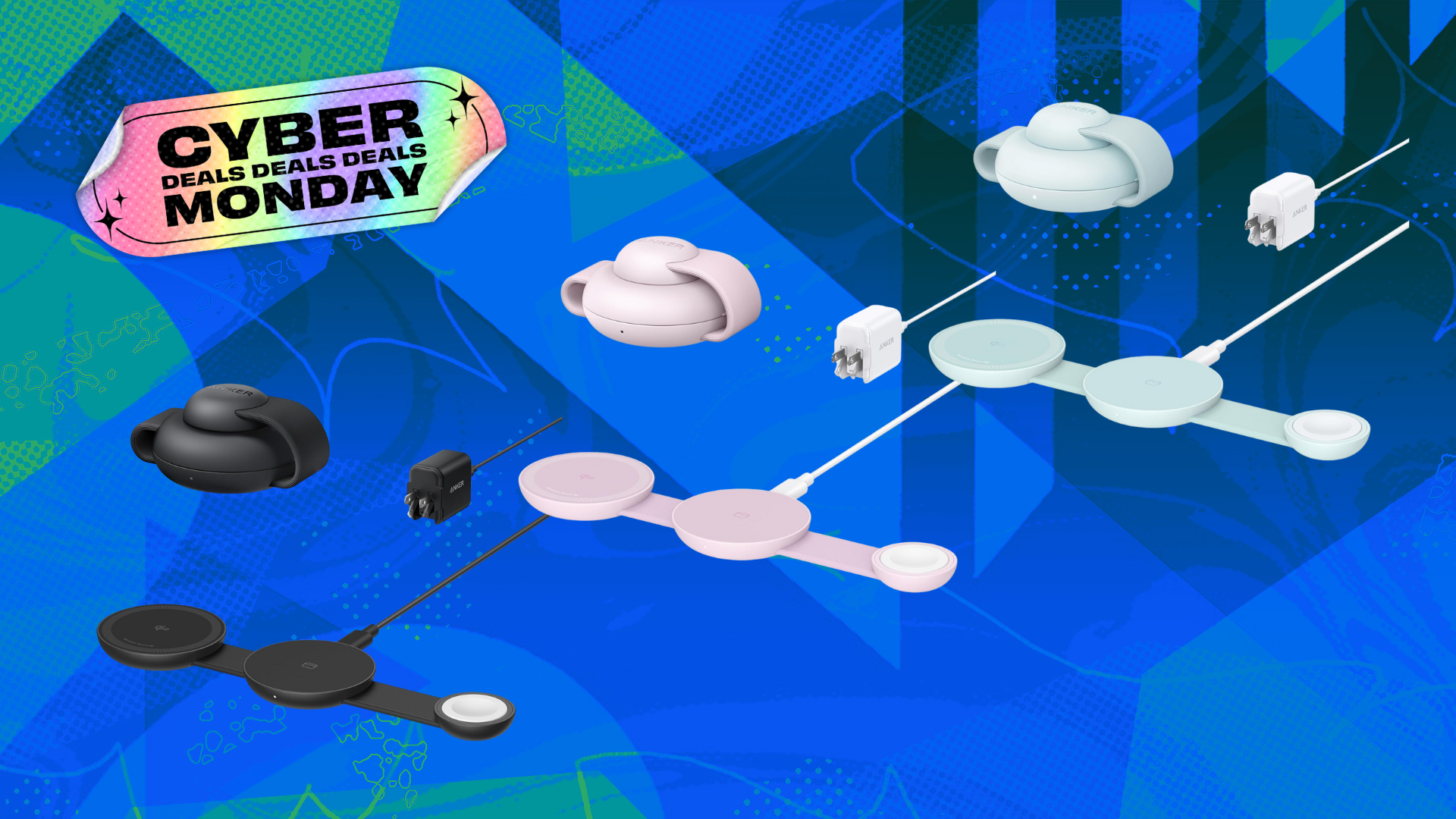 anker mag go ufo chargers on abstract background