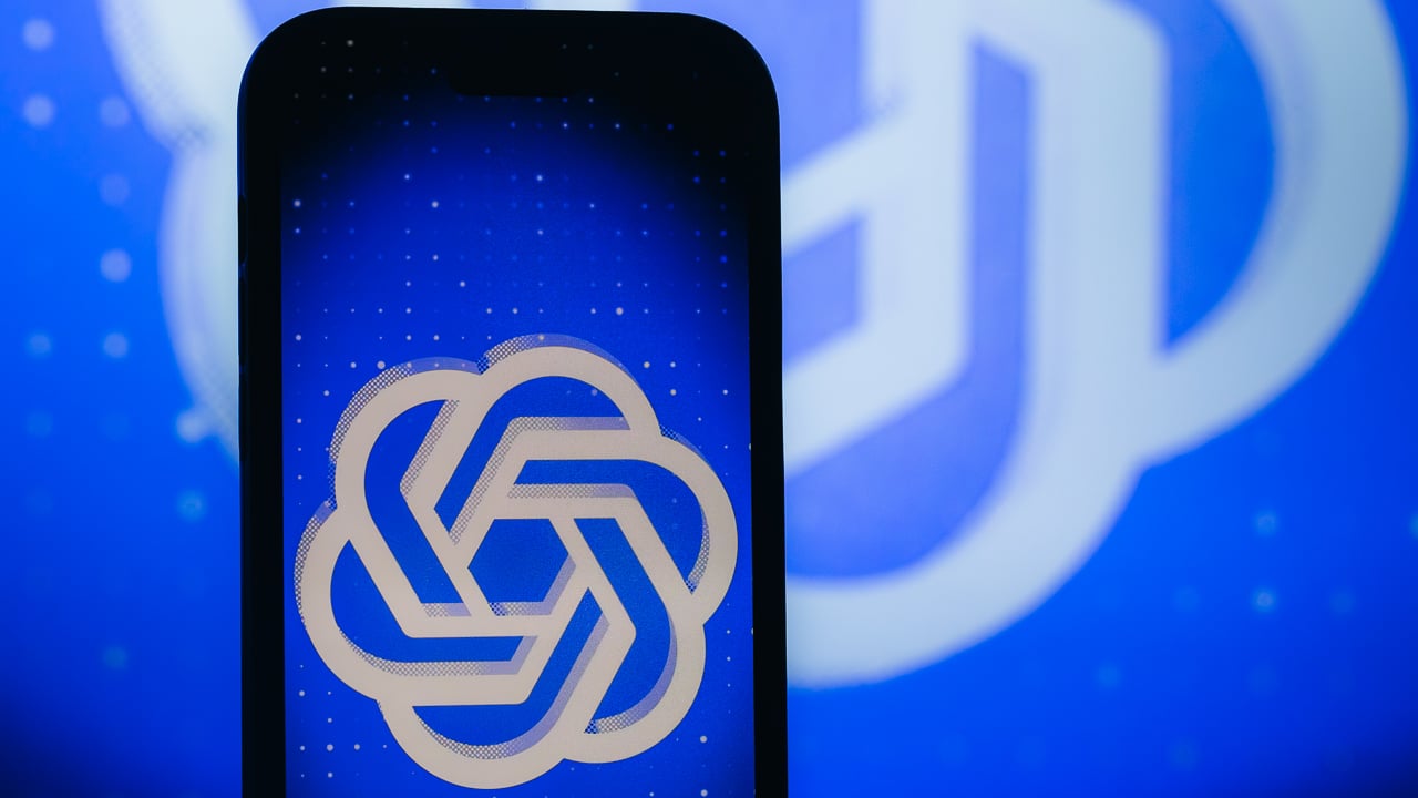 openai logo on phone screen