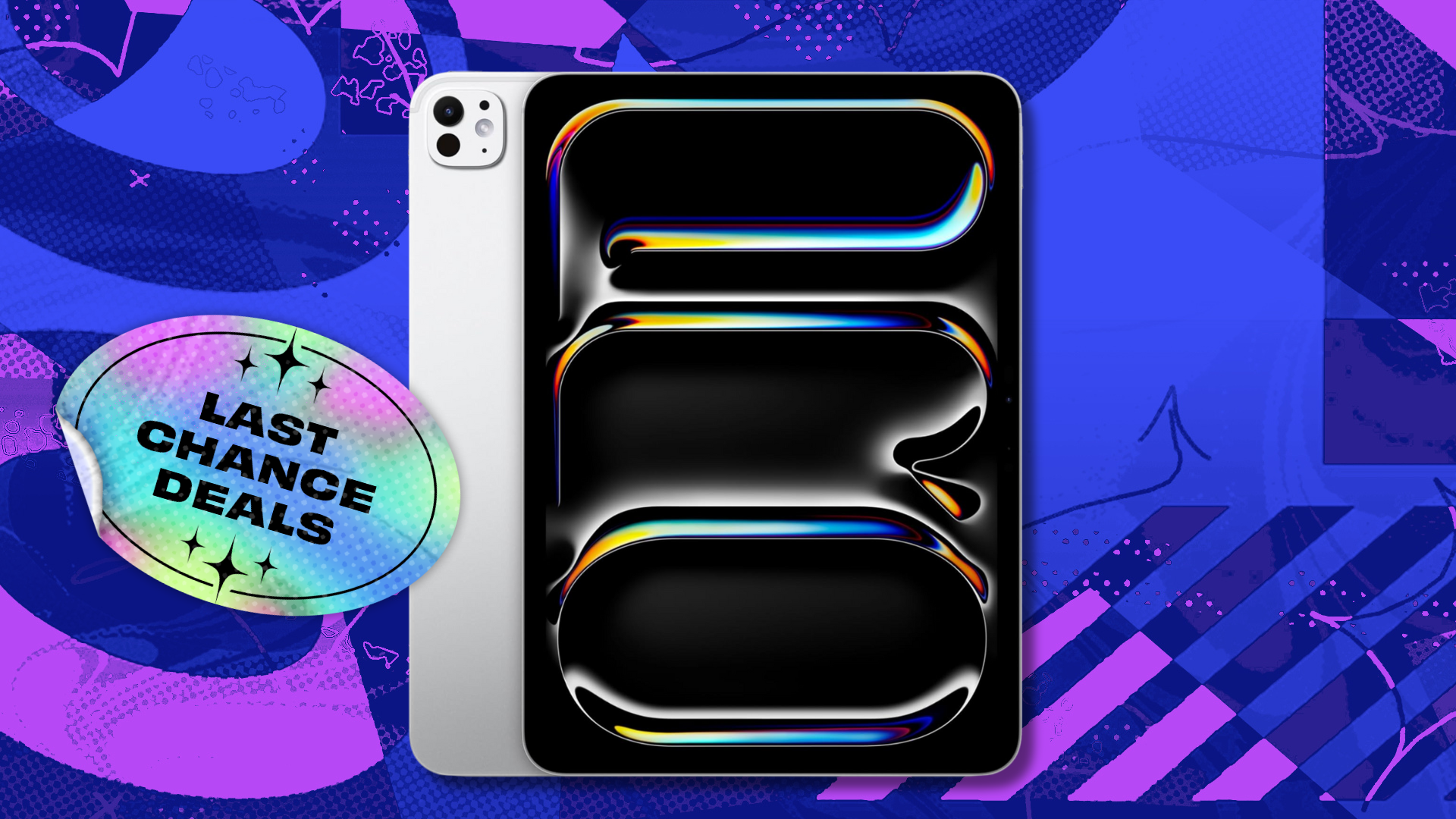 An Apple iPad Pro with colorful background