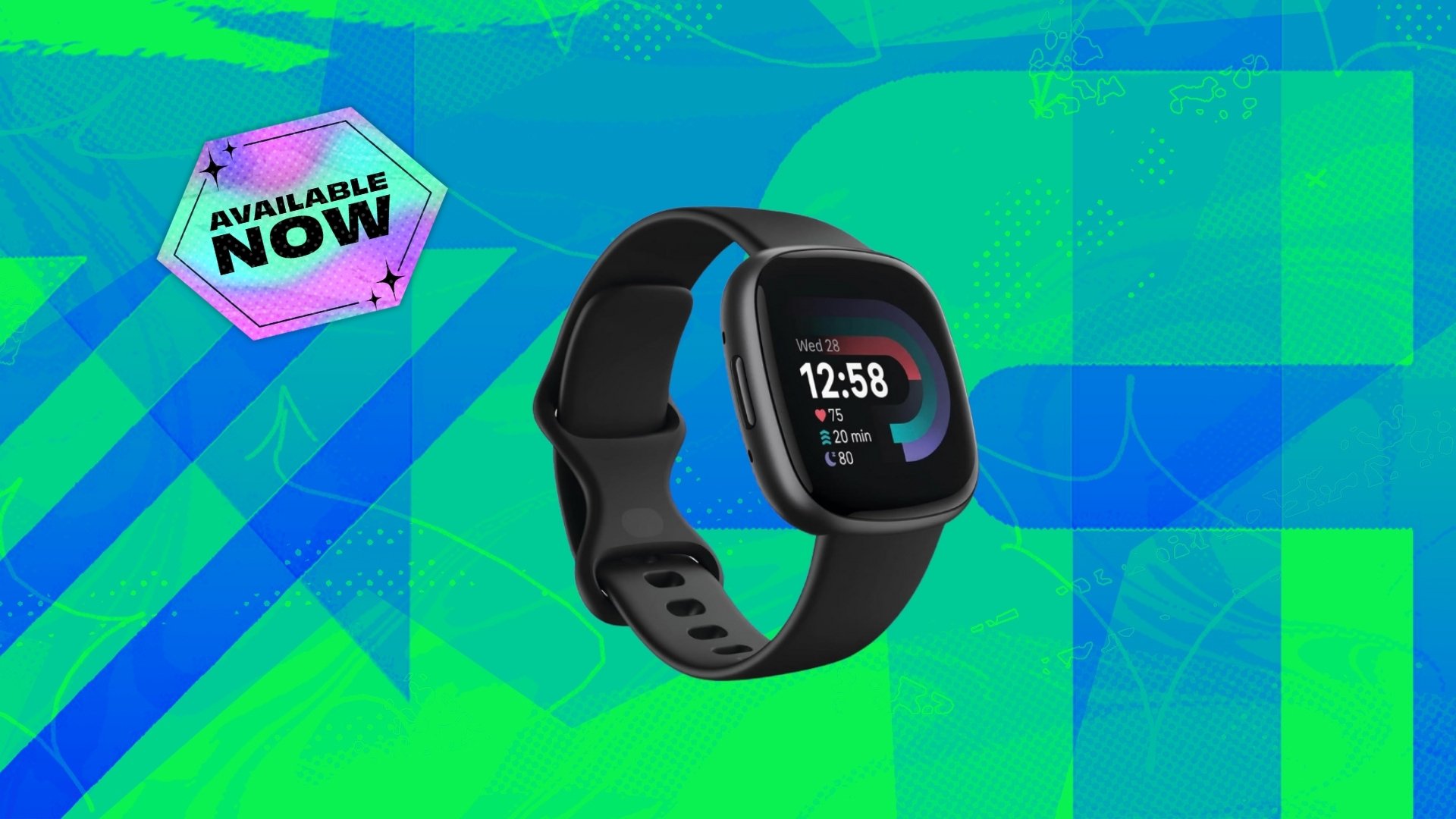 Fitbit Versa 4 on Cyber Monday background