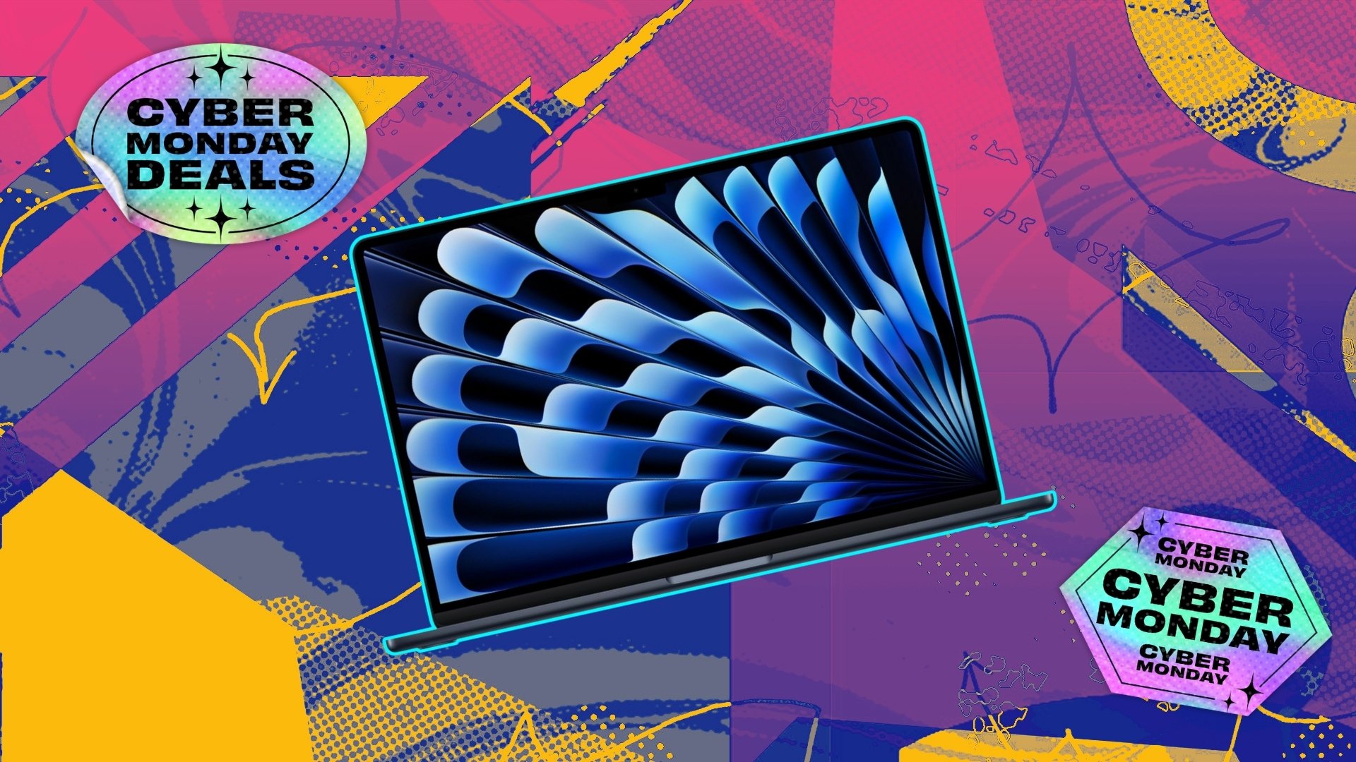 Apple MacBook on Cyber Monday background