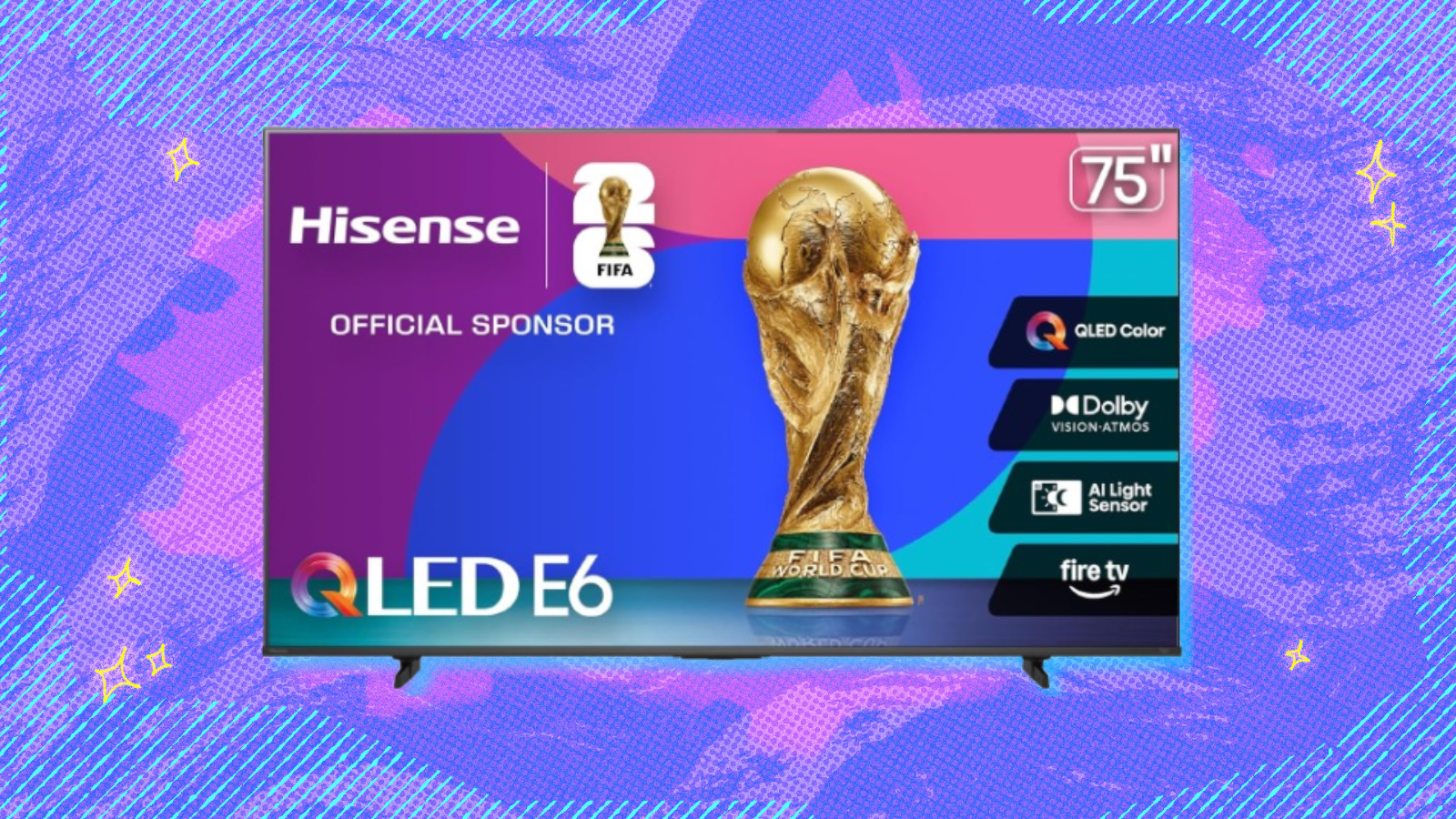 Hisense E6 Cinema TV with purple background